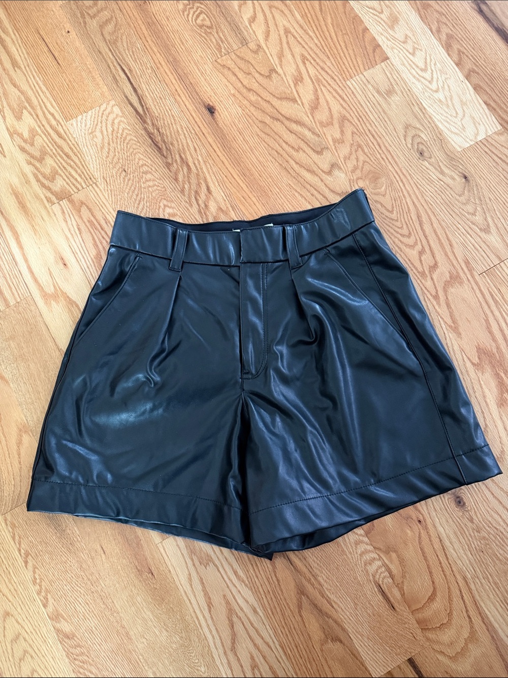 Abercrombie & Fitch Black Vegan Leather Shorts